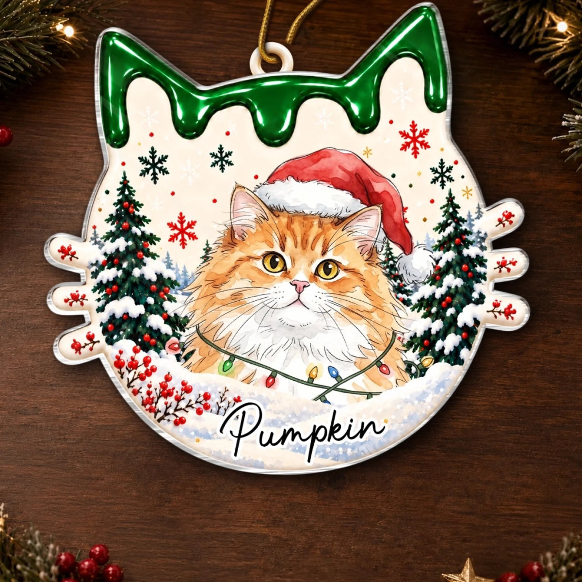 Custom Pet Photo Christmas Cat Name Gifts For Cat Lovers - Personalized Acrylic Ornament