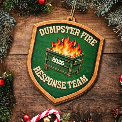 Funny Coworker Christmas Gift - Personalized Crossword Dumpster Fire Response Team Wooden Ornament Print 2 Sides