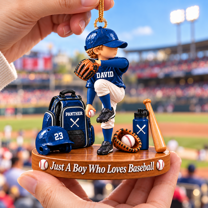 Just A Boy Who Loves Baseball, Personalized Baseball Ornament, Custom Player Name Gift, Gift For Baseball Players Na02