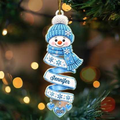 Christmas Gift For Kids Family Friends - Personalized Name Snowman Spiral Acrylic Ornament