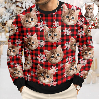 Custom Funny Cat Face Ugly Sweater Christmas Gift HA75 897210