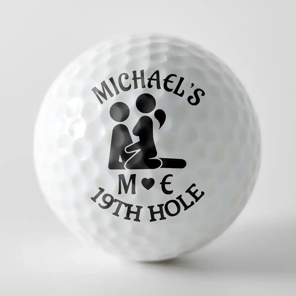 Naughty Gift For Husband Boyfriend - Personalized 19th Hole Golf Ball