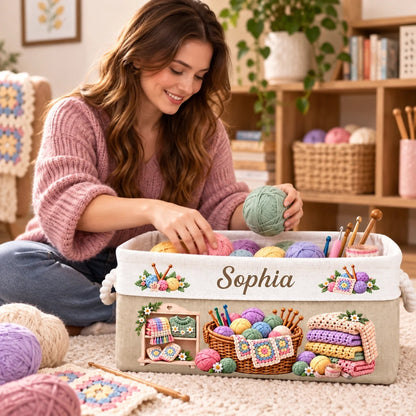 Custom Knitting Crochet Gifts For Crocheters, Crafters, Women - Personalized Storage Basket