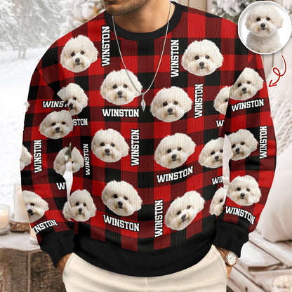 Custom Dog Photo And Name Christmas Ugly Sweater For Dog Lover TH10 896679