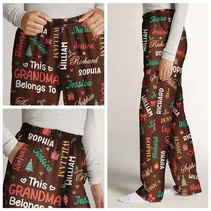 This Grandma Mommy Belongs To Kid Names - Personalized Pajama Pants