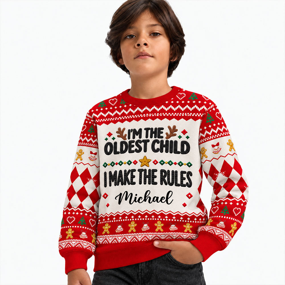 Custom Family Christmas Sweatshirt, Gift for Family Members • Family Rules - Personalized All-Over-Print Sweatshirt
