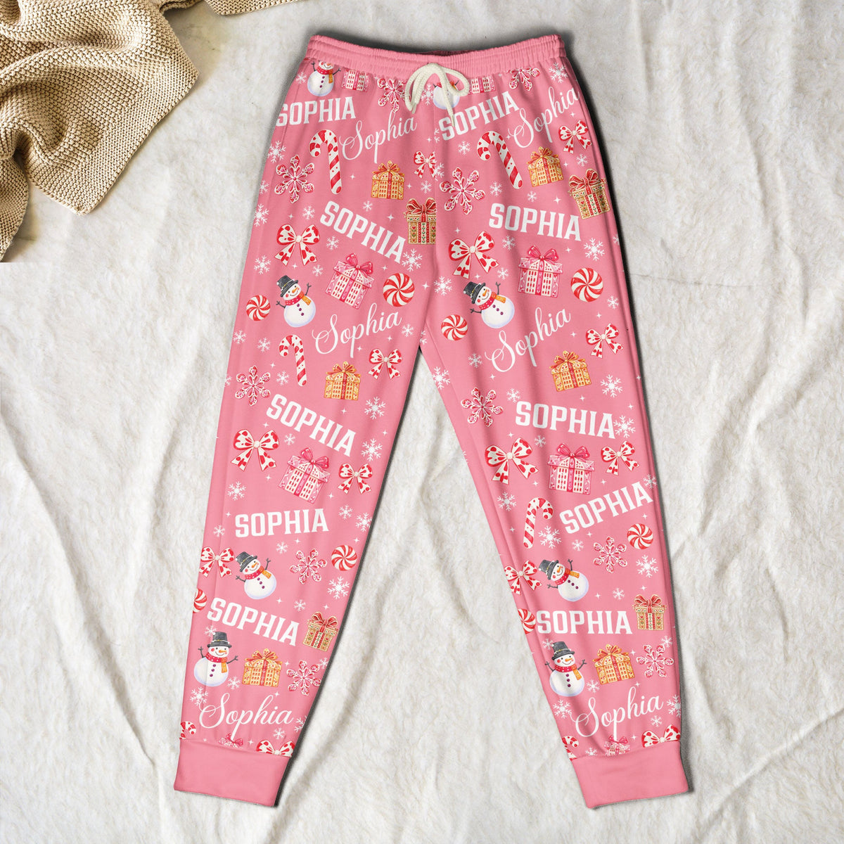 Custom Name Christmas Pattern For Family Members, Siblings, Friends - Personalized Lounge Pants