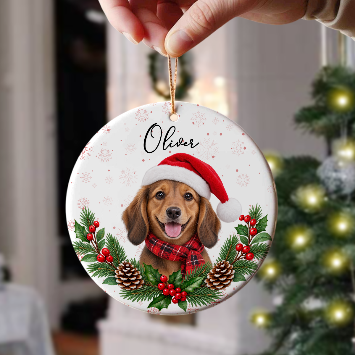 Personalized Pet Christmas Ceramic Ornament - Custom Dog Cat Xmas Keepsake Gift TH10 171299