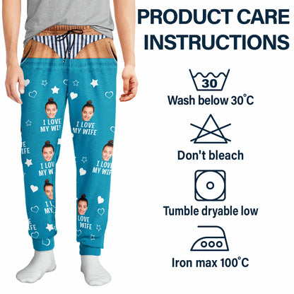 Custom Photo I Love My Wife Funny Underwear Gift For Husband - Personalized Pajama Pants