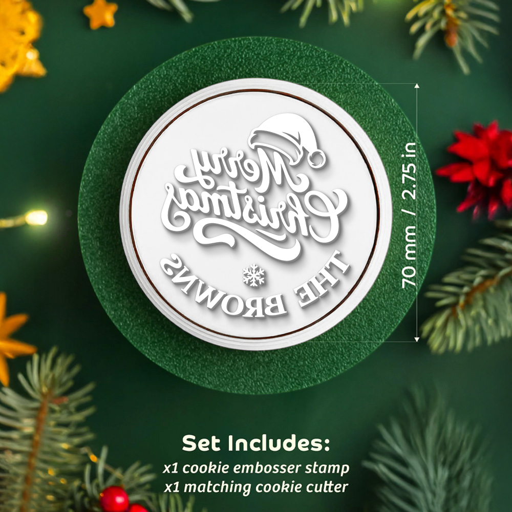 Custom Family Name Merry Christmas Cookie Stamp CH07 180732