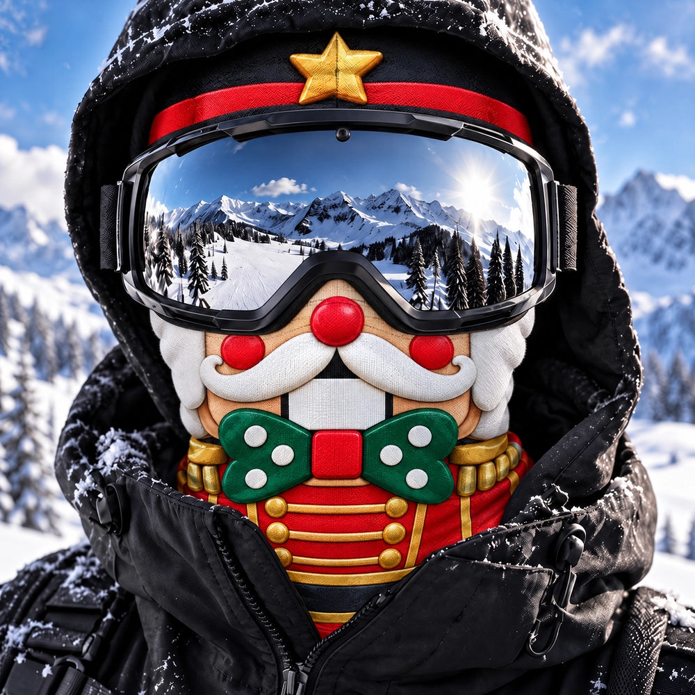 Winter Skiing Gag Gift For Friends, Family Matching Gear - Personalized 3D Realistic Christmas Funny Face Balaclava Face Mask