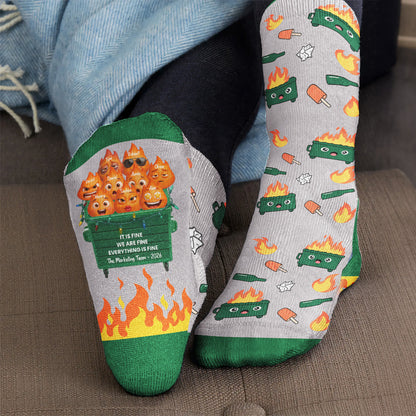 It's Fine We're Fine Everything's Fine Funny Bulk Gifts Coworker - Personalized Socks