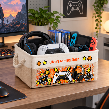 Gaming Gear Belongs Right Here - Personalized Storage Basket