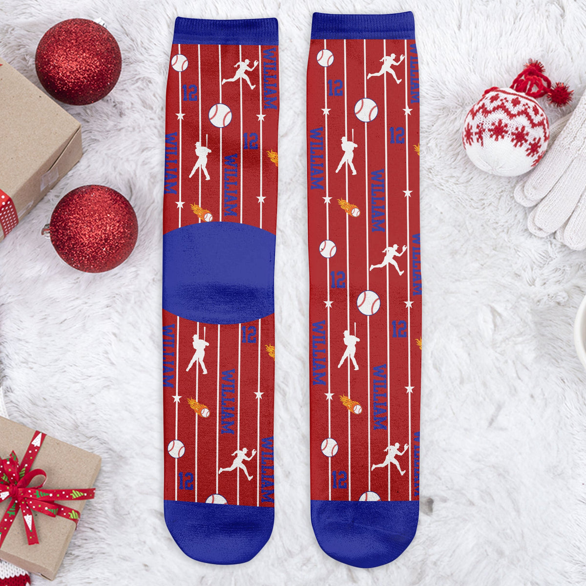 Custom Name & Number For Baseball, Softball, Soccer, Football, Hockey Lover - Personalized Socks