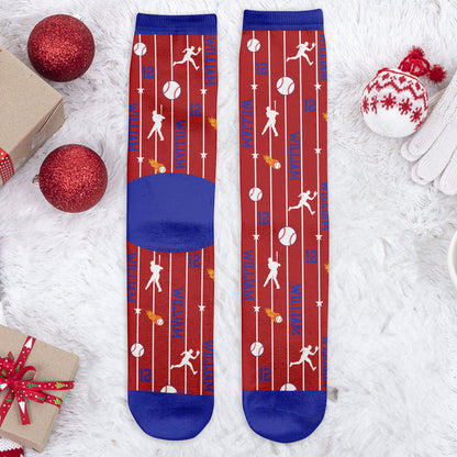 Custom Name & Number For Baseball, Softball, Soccer, Football, Hockey Lover - Personalized Socks