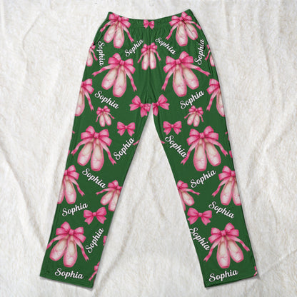 Coquette Bow Ballet Custom Name, Number Gift For Ballet Lover,Ballerina - Personalized Lounge Pants
