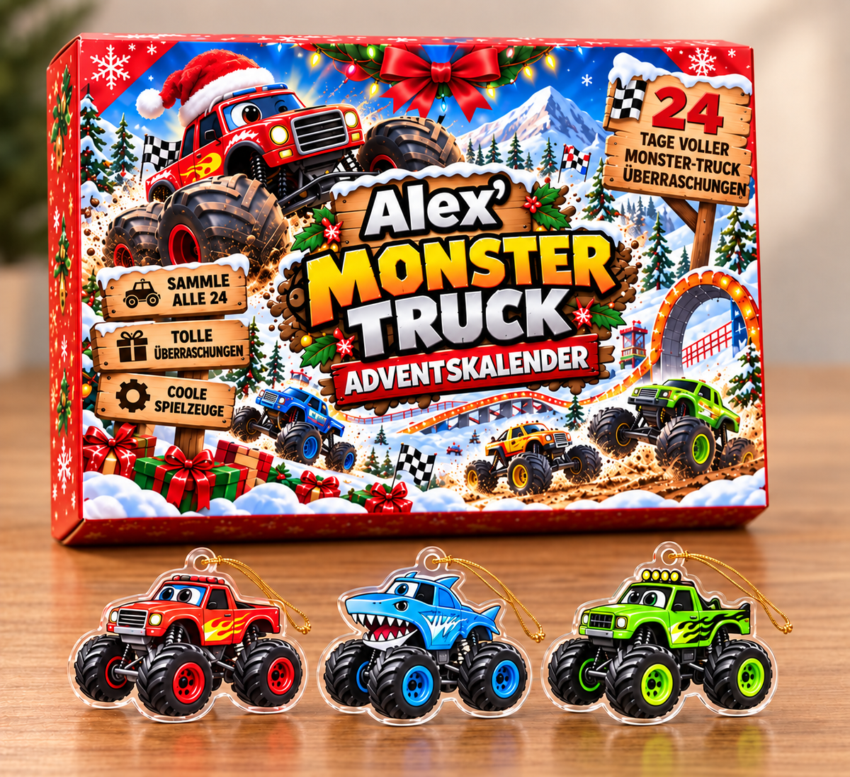 Monster Truck Adventskalender - Personalisierter Weihnachts-Adventskalender