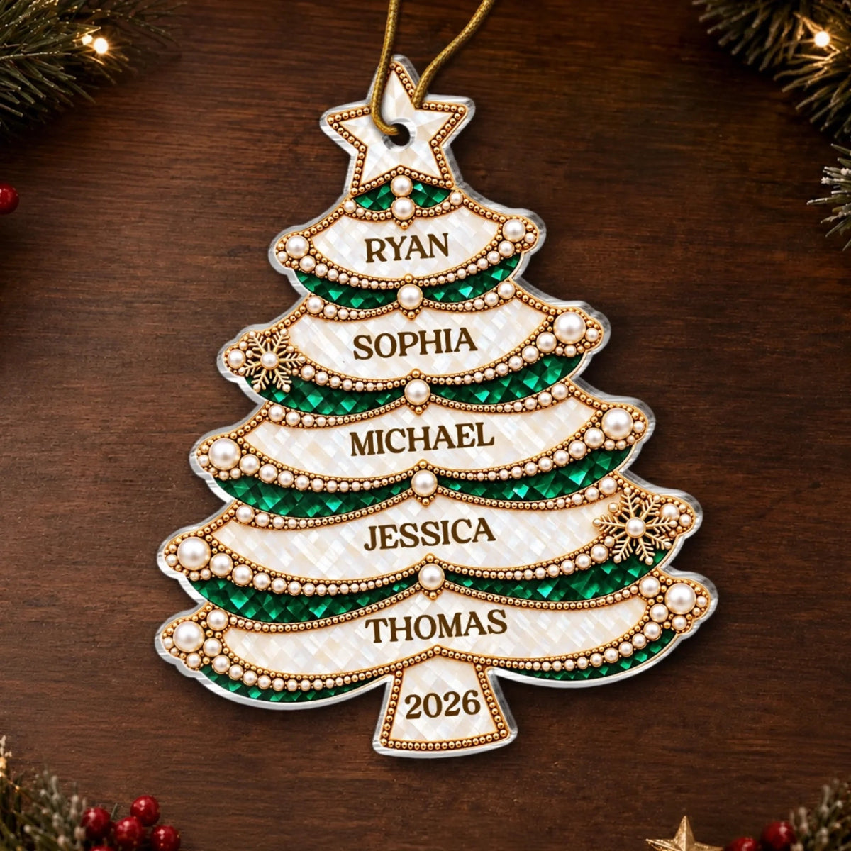 Custom Name Christmas Tree Family Keepsake - Personalized Acrylic Ornament
