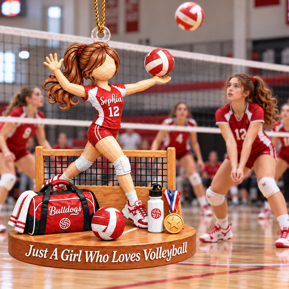 Just A Girl Who Loves Volleyball, Personalized Volleyball Girl Ornament, Custom Player Name Gift, Gift For Volleyball Lover MI209