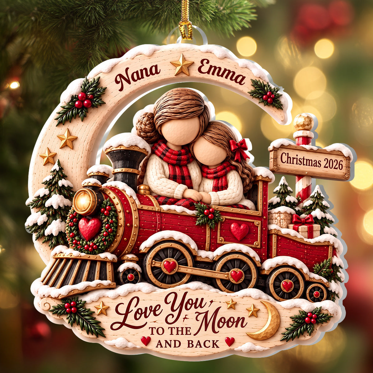 All Aboard A Train Of Love - Personalized 1-Layer Acrylic Ornament