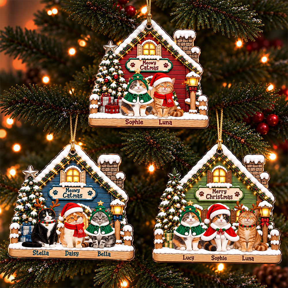 Custom Cat Photo Meowy Catmas Acrylic Ornament, Personalized Christmas Keepsake LM32 670367