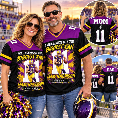 Personalized I Will Always Be Your Biggest Fan ,Custom Photo Jersey , Photo & Number, Football Mom Gift Na02