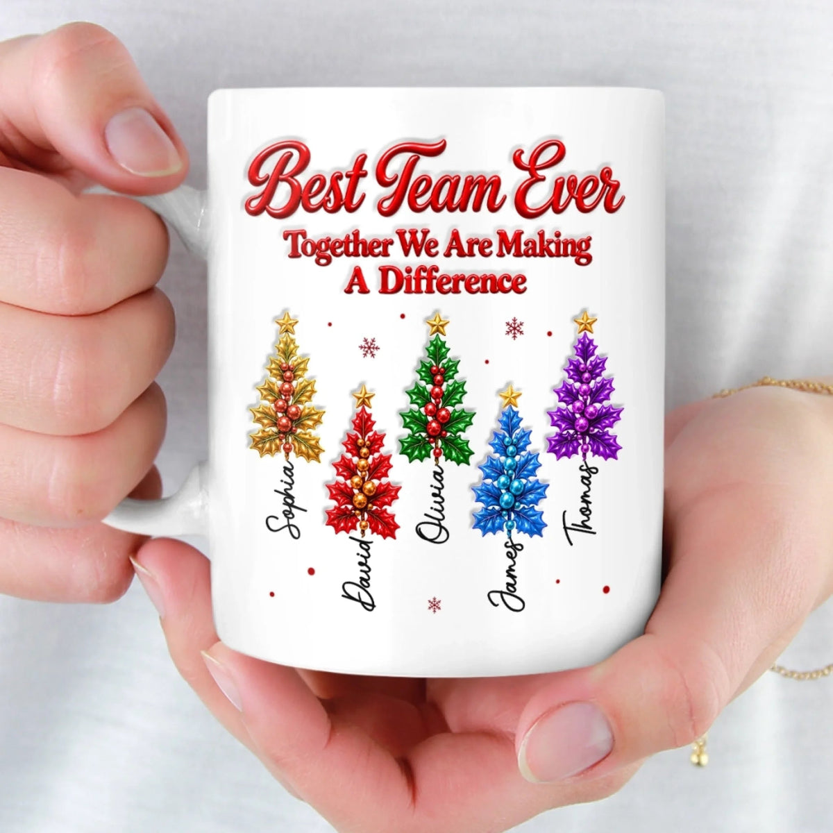 Custom 3D Inflated Effect Printed Best Team Ever Christmas Gifts For Coworkers - Personalized Mug