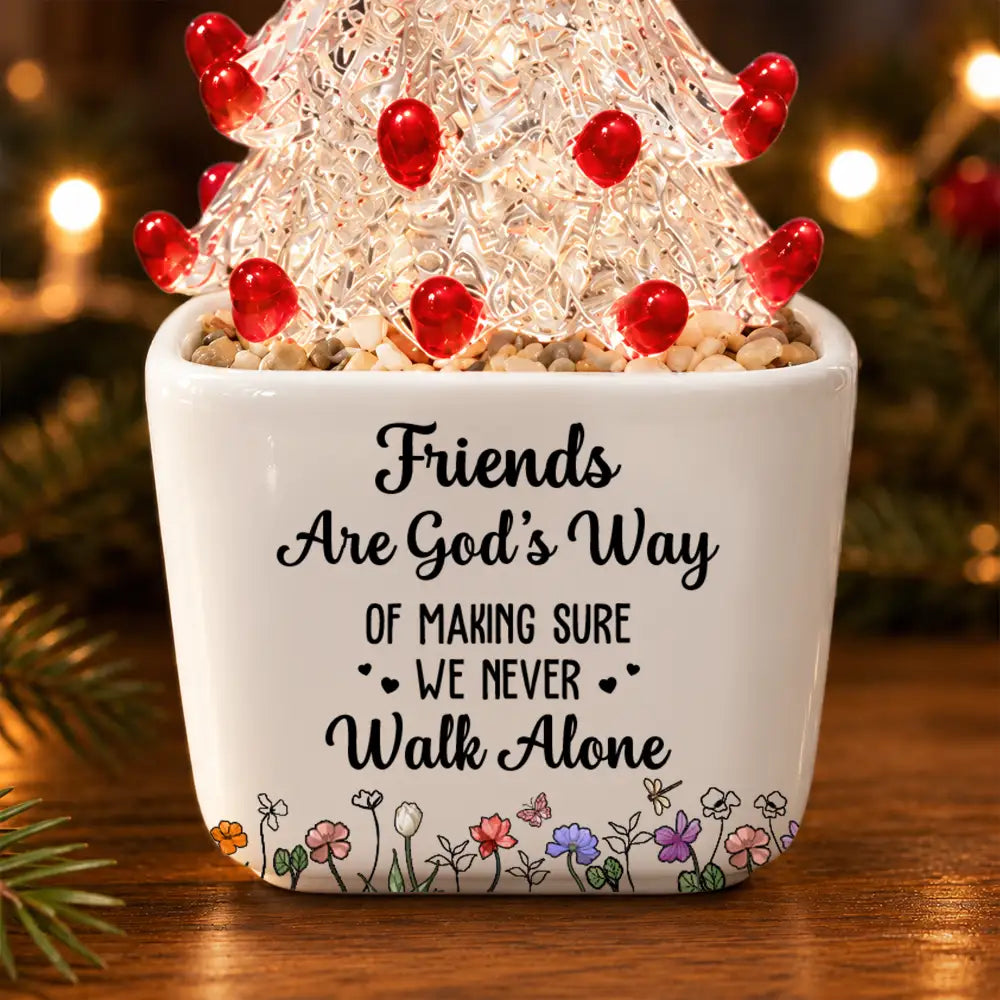 Christmas Gift For Best Friend - Personalized A Friend Is God's Way Of Making Sure We Never Walk Alone Stained Glass Christmas Tree