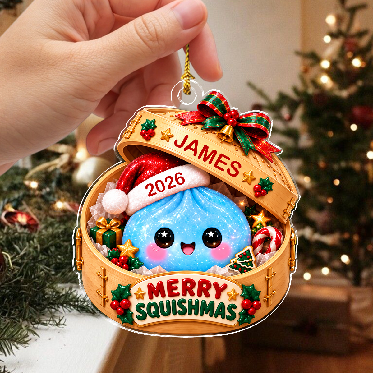 Custom Glitter Dumpling Merry Squishmas Acrylic Ornament TH10 171429