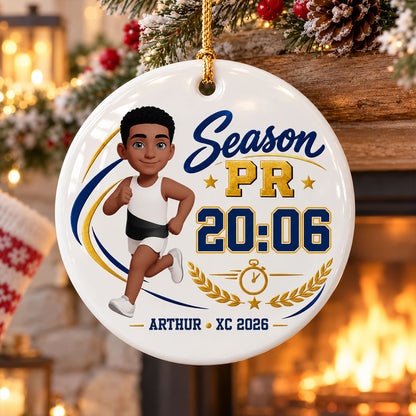 Season PR Cross Country Runner - Personalized Ceramic Ornament - XC PR Keepsake For XC Athlete, Gift For Daughter, Gift For Son