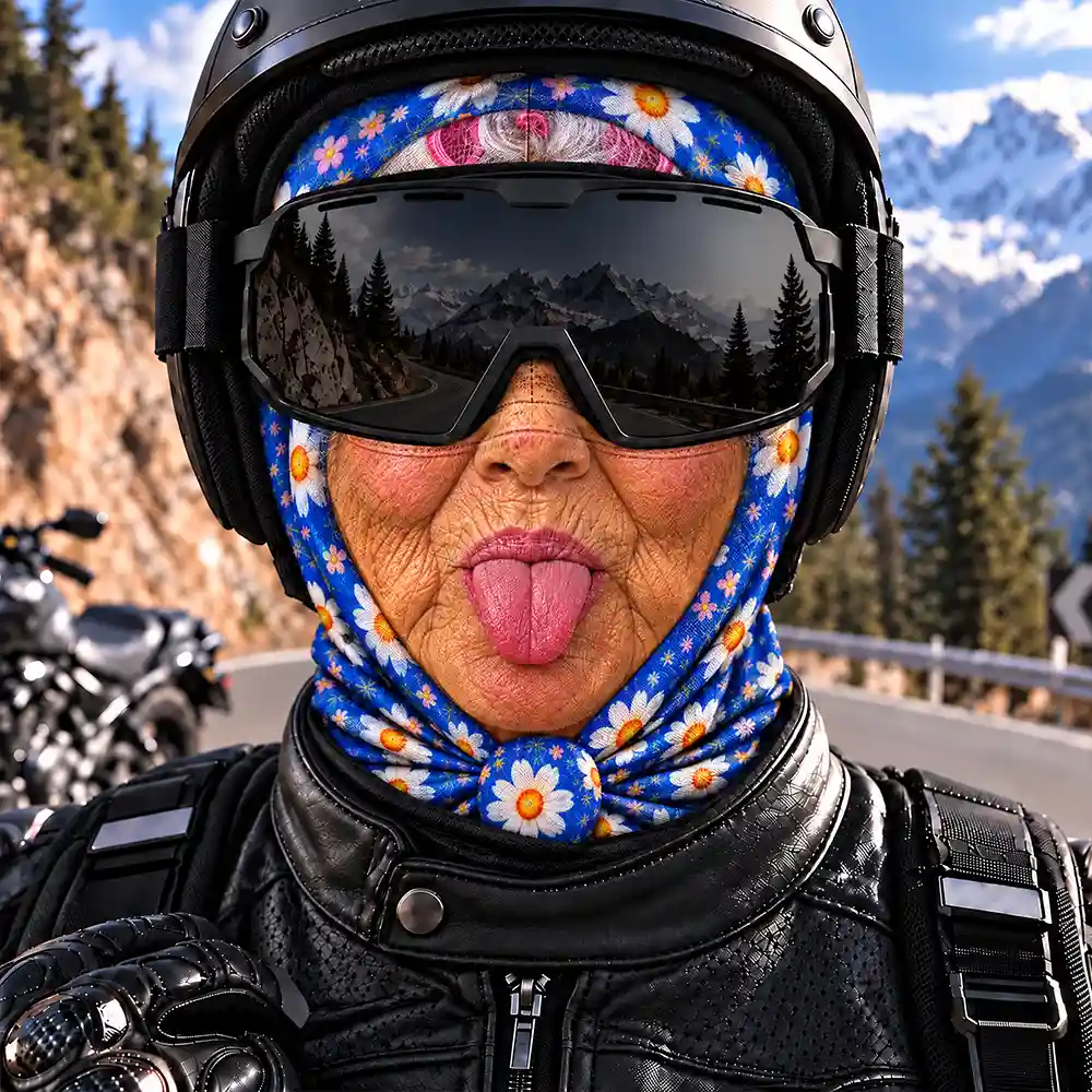 Winter Skiing Gag Gift For Bestie, Girl Group - Personalized 3D Realistic Funny Old Lady Face Balaclava Face Mask