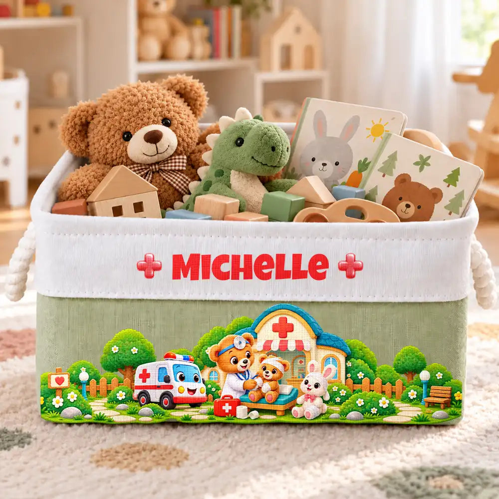 Gift For Kids Boys Girls - Personalized Name Pirate Dinosaur Unicorn Safari World Storage Basket