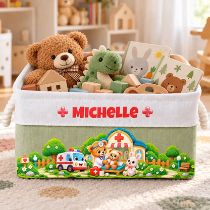 Gift For Kids Boys Girls - Personalized Name Pirate Dinosaur Unicorn Safari World Storage Basket
