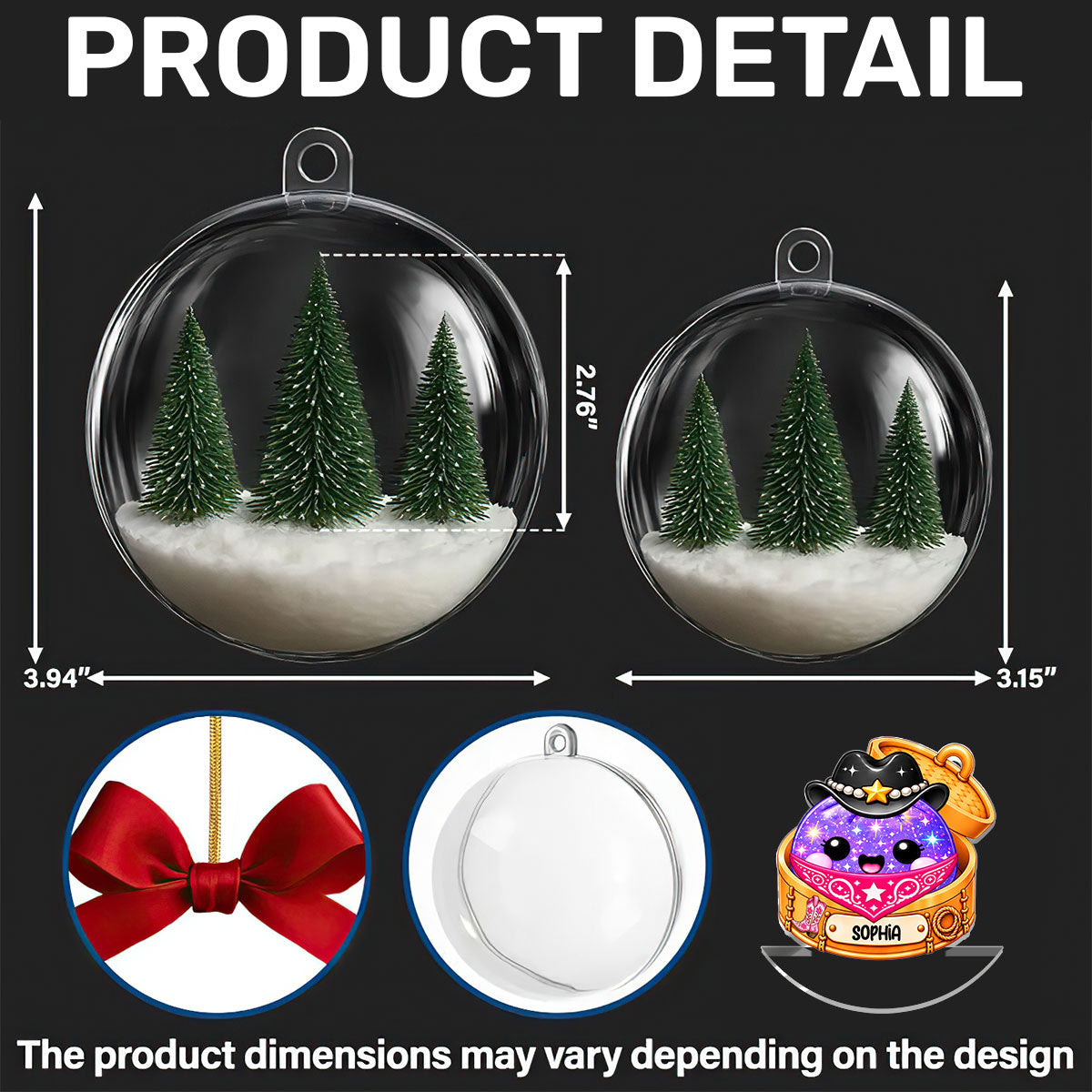 Western Cowgirl Dumpling, Year Of Squishy Hunting - Personalized 3D Acrylic Ball Ornament