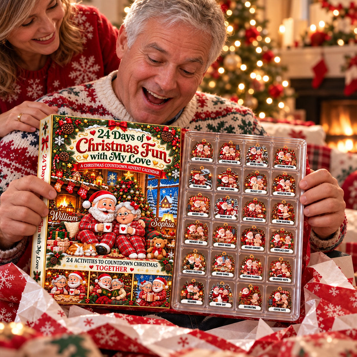 24 Days Of Christmas Fun With My Loves Gift For Husband, Wife - Personalized Christmas Advent Calendar