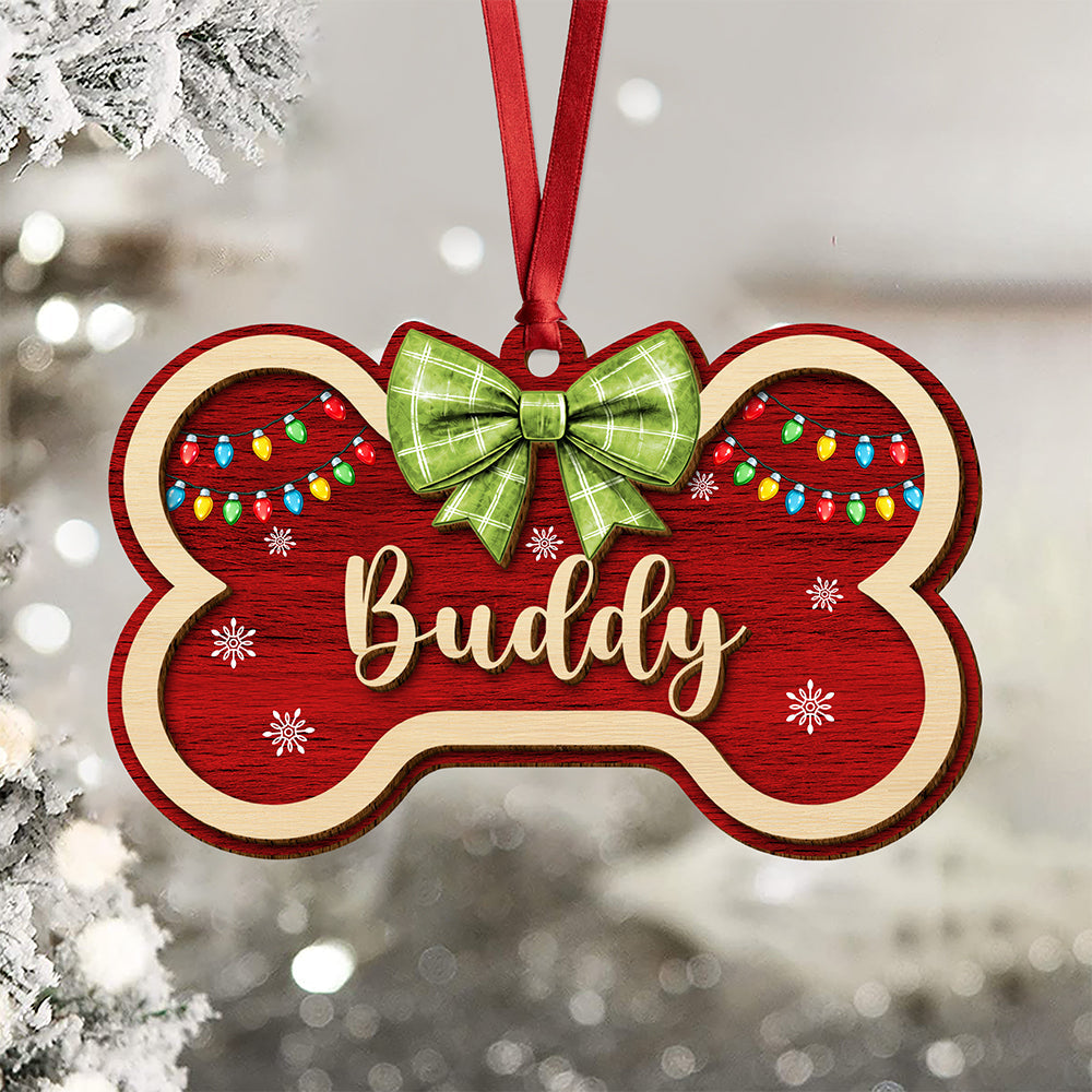 Custom Name Dog Bone Christmas Layer Wood Ornament Holiday Gift for Dog Lovers LM32 670099