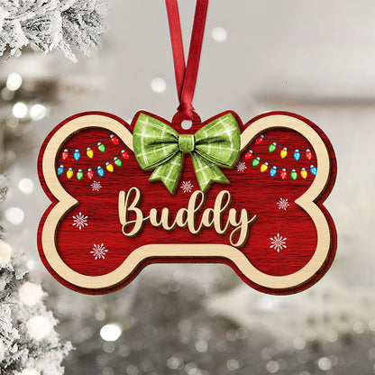 Custom Name Dog Bone Christmas Layer Wood Ornament Holiday Gift for Dog Lovers LM32 670099