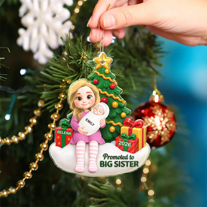 Baby First Christmas Gift For Big Brother Or Sister - Personalized Acrylic Ornament