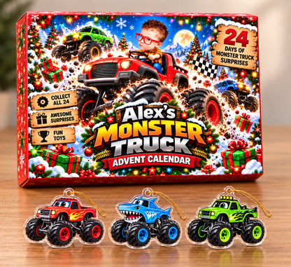 24 Days of Monster Trucks Custom Photo - Personalized Christmas Advent Calendar