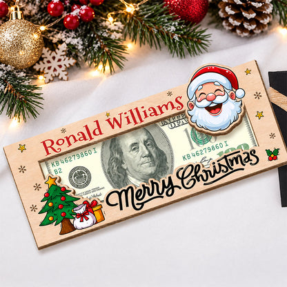 Customized Merry Christmas Cash Wood Money Holder Gift Box For Holiday CH07 180750