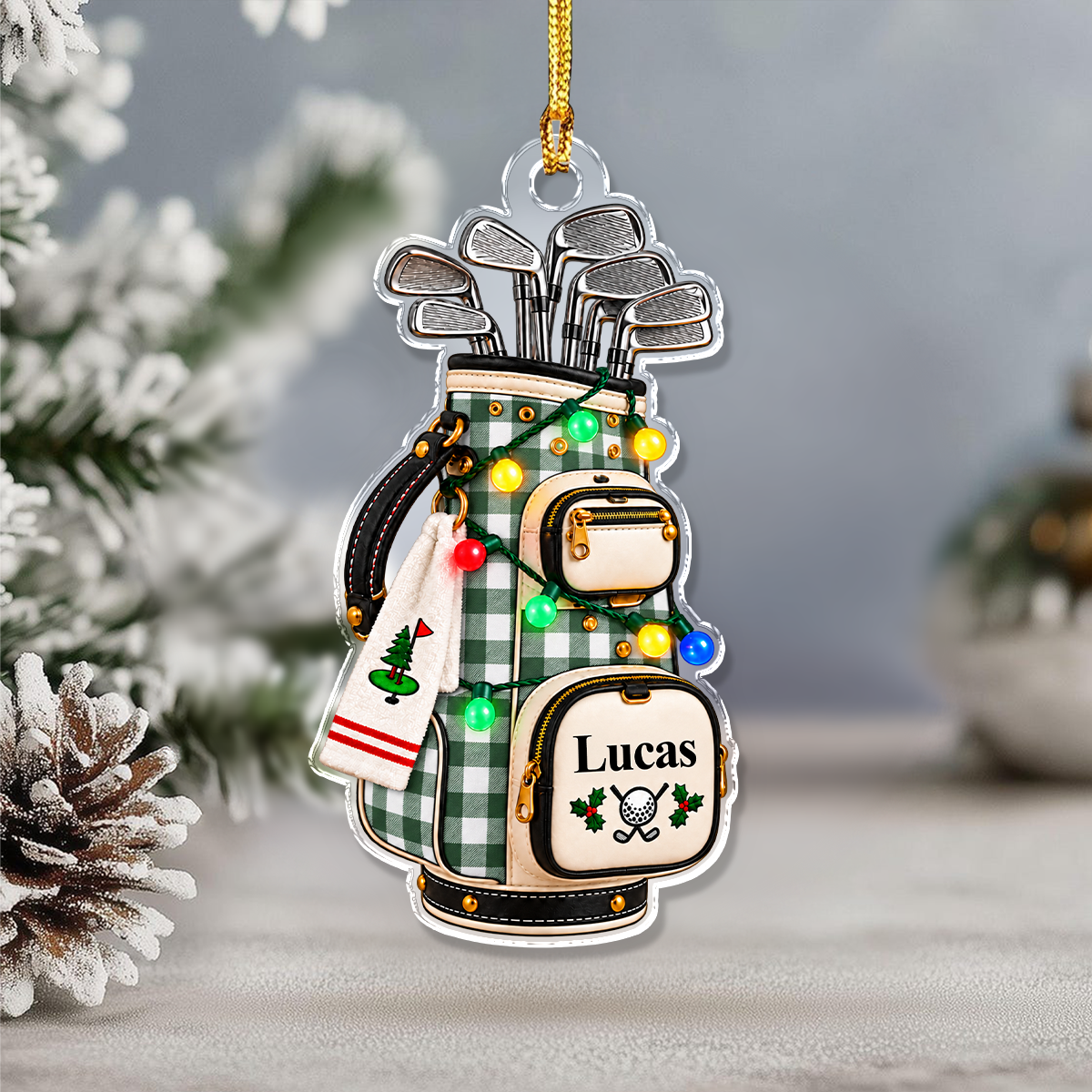 Personalized Golf Bag Christmas Acrylic Ornament, Custom Hanging Tree Decoration Gift For Golf Lovers CH07 180778