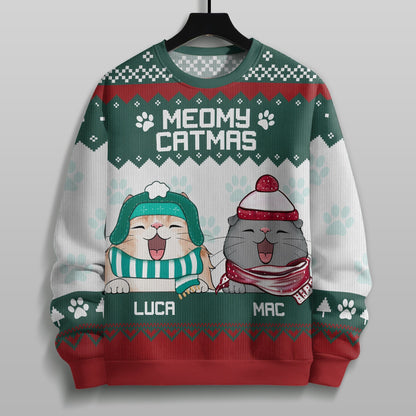 Personalized Cat Meowy Catmas Christmas Cats All-Over-Print Ugly Sweater - Best Christmas Gift Idea For Cat Lover, Cat Mom, Cat Dad HO82 891717