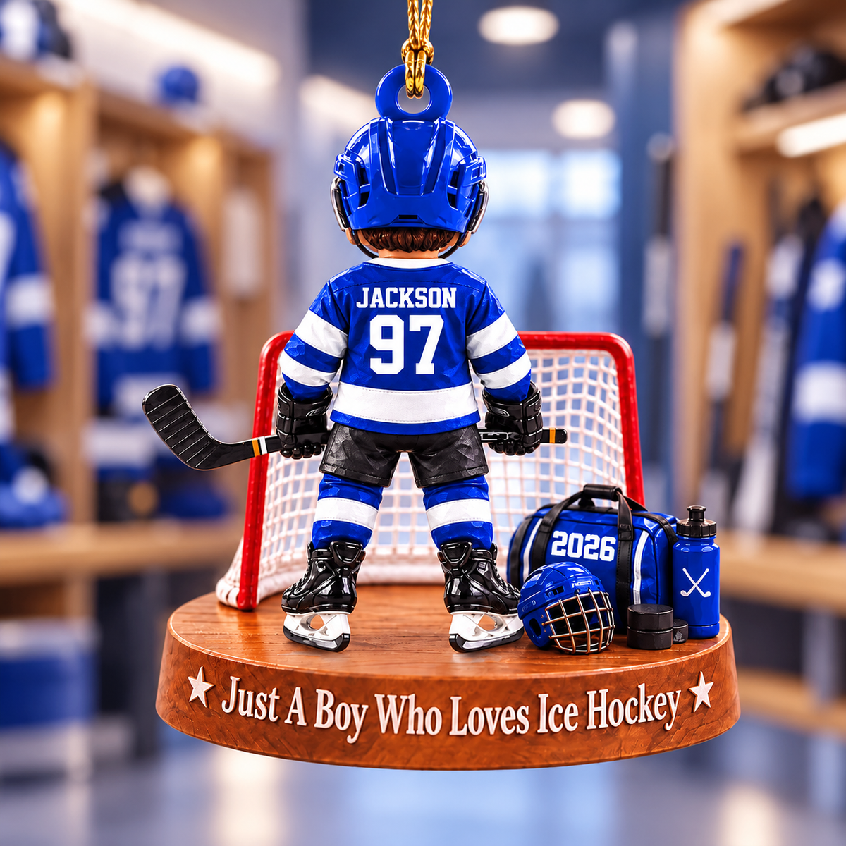 Custom Just A Boy Who Loves Ice Hockey Ornament, Christmas Tree Decoration, Hockey Gift L0411