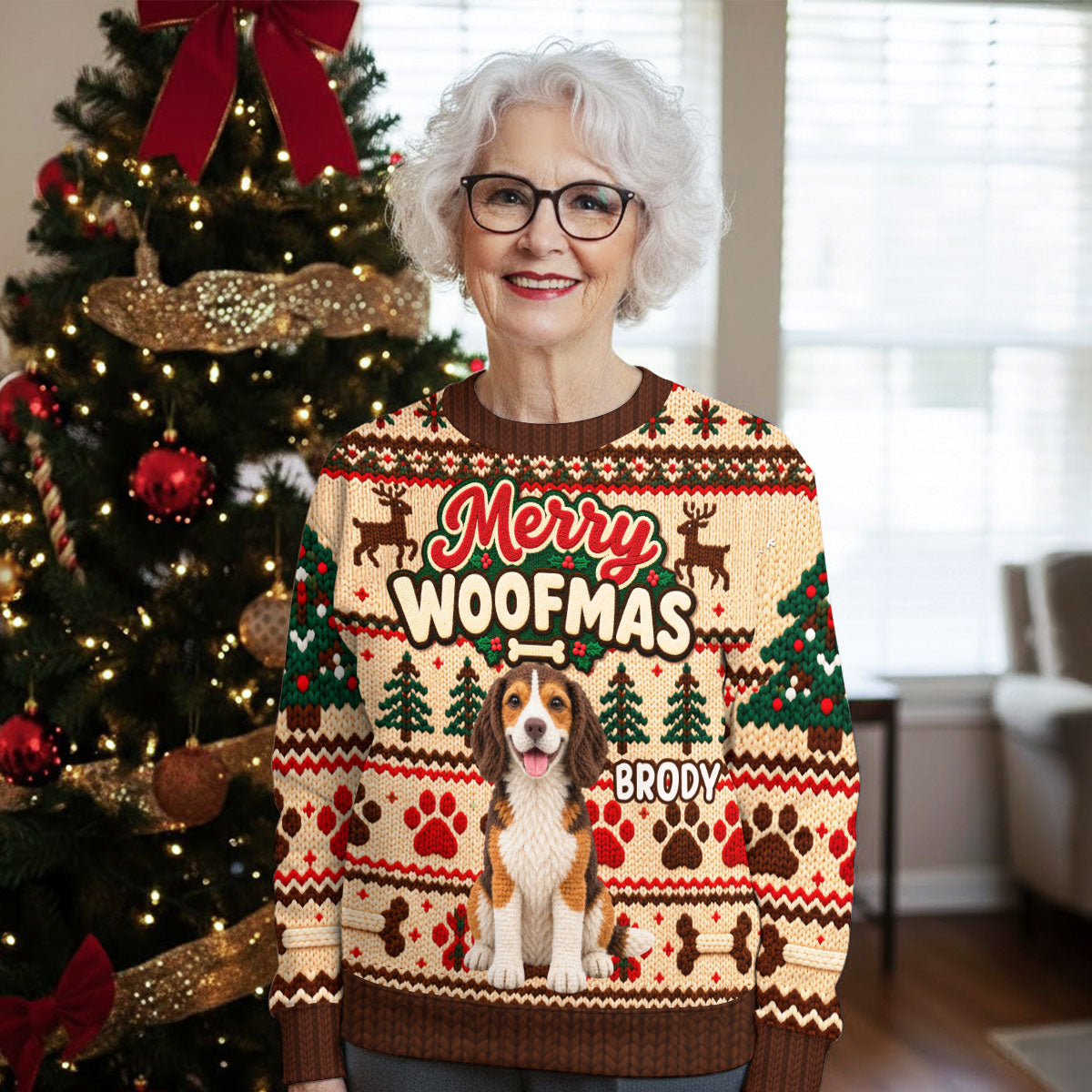 Happy Pawliday - Personalized All-Over-Print Sweatshirt