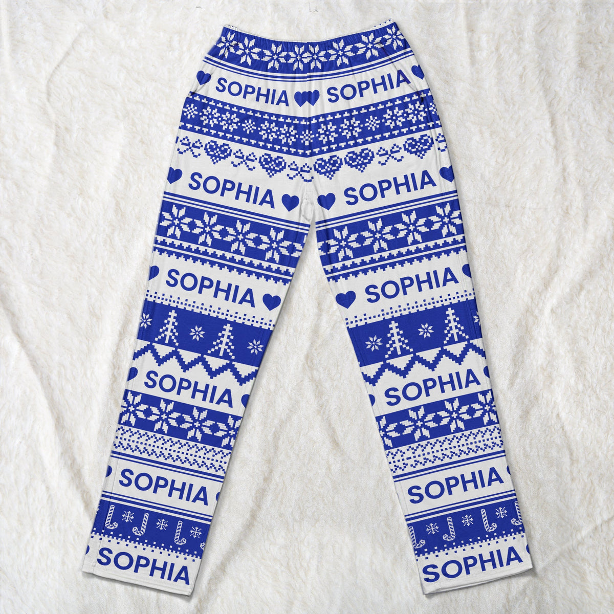 Xmas Gift, Custom Name, Fair Isle Knit Pattern - Personalized Lounge Pants