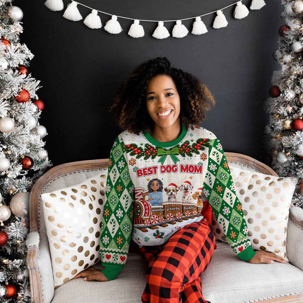 Custom Christmas Sweatshirt for Dog Mom, Dog Lovers • Best Dog Mom - Personalized All-Over-Print Sweatshirt