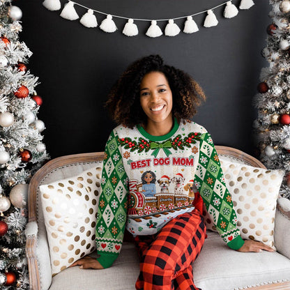 Custom Christmas Sweatshirt for Dog Mom, Dog Lovers • Best Dog Mom - Personalized All-Over-Print Sweatshirt