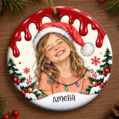 Custom Photo Christmas Gifts for Kids - Personalized Ceramic Ornament