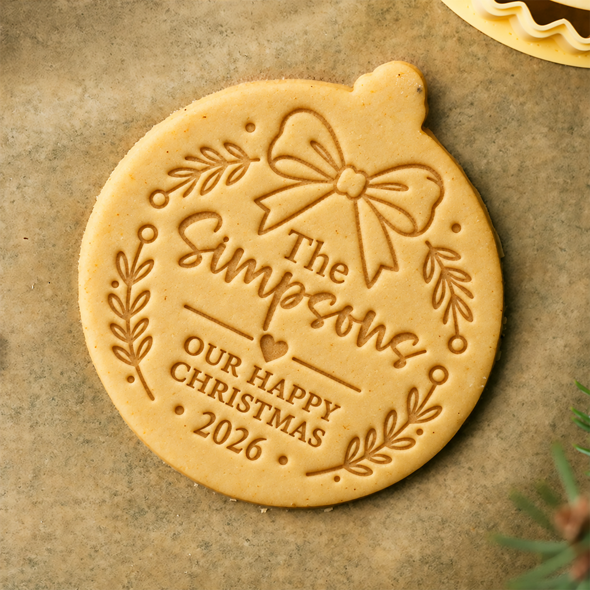 Personalized Family Name Happy Christmas Cookie Stamp, Holiday Baker Gift HO82 904130