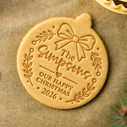 Personalized Family Name Happy Christmas Cookie Stamp, Holiday Baker Gift HO82 904130